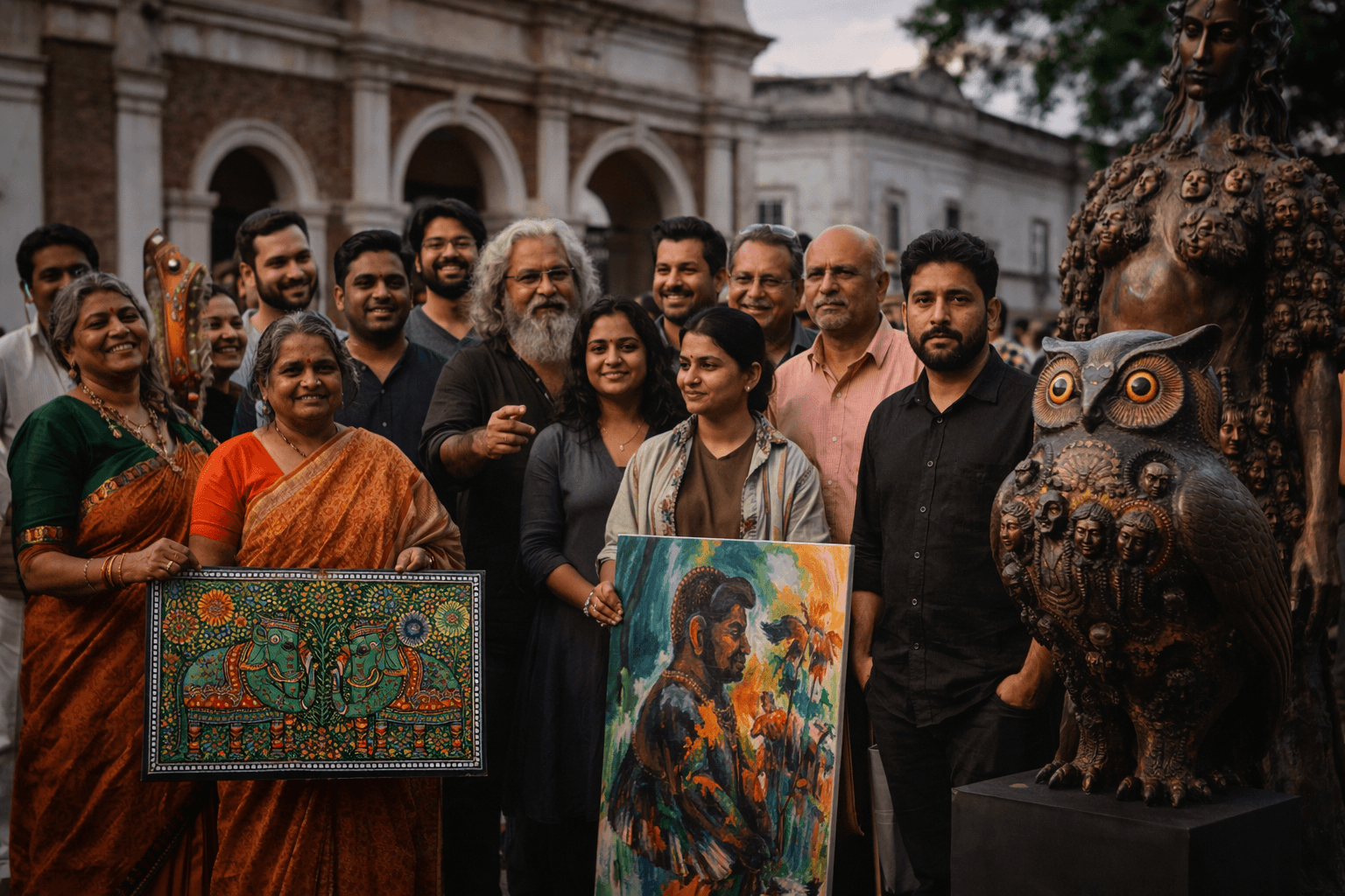 Traditional and contemporary art side by side