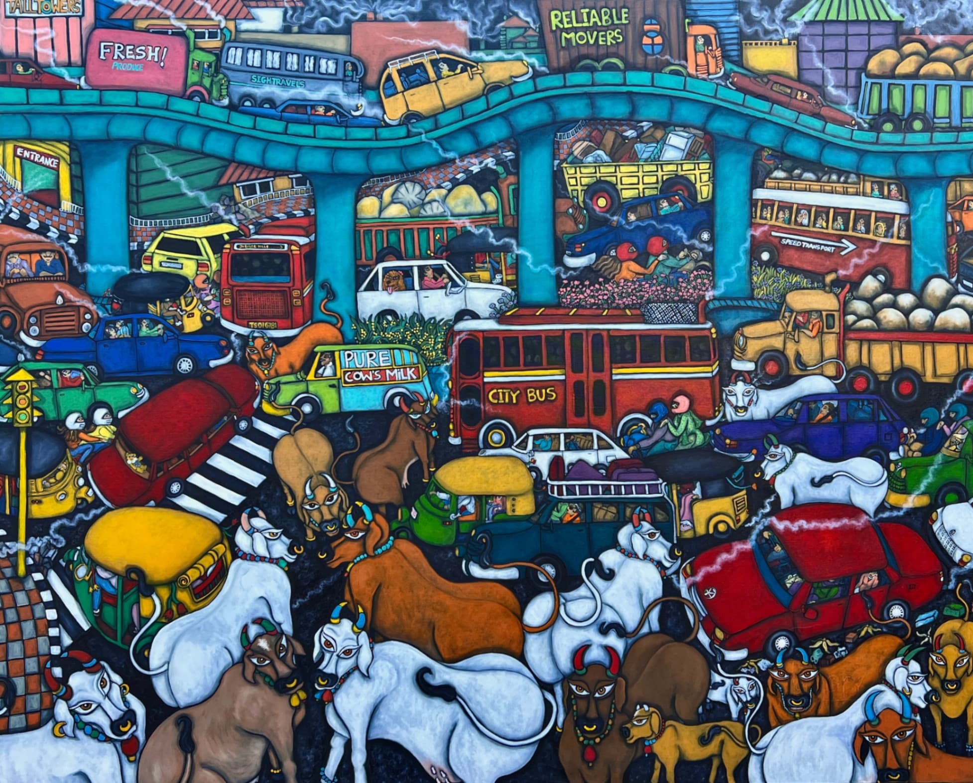 Cows crossing by Vallery Puri